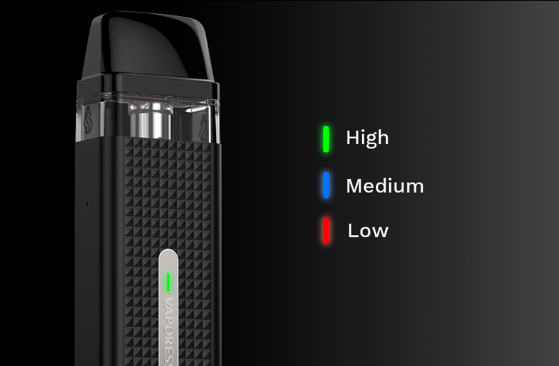 Three colours are shown for remaining power levels