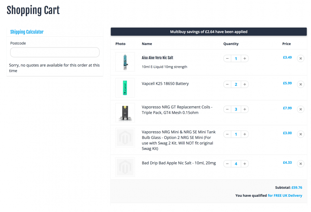 Reorder Shopping Cart