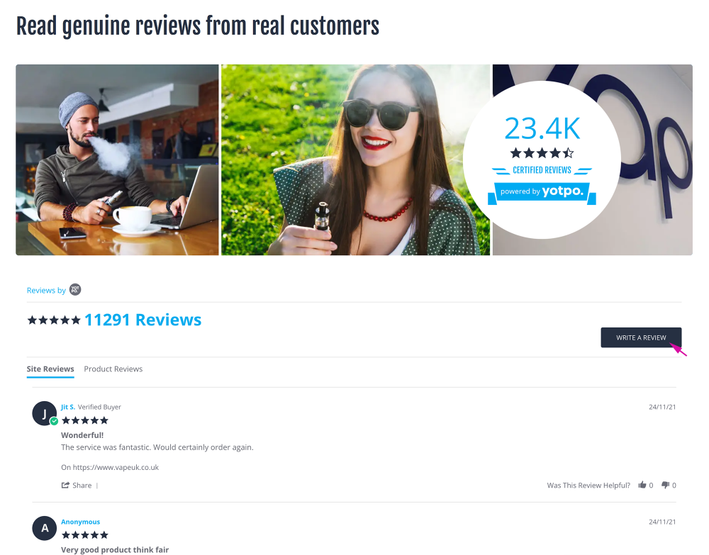 Reviews Page