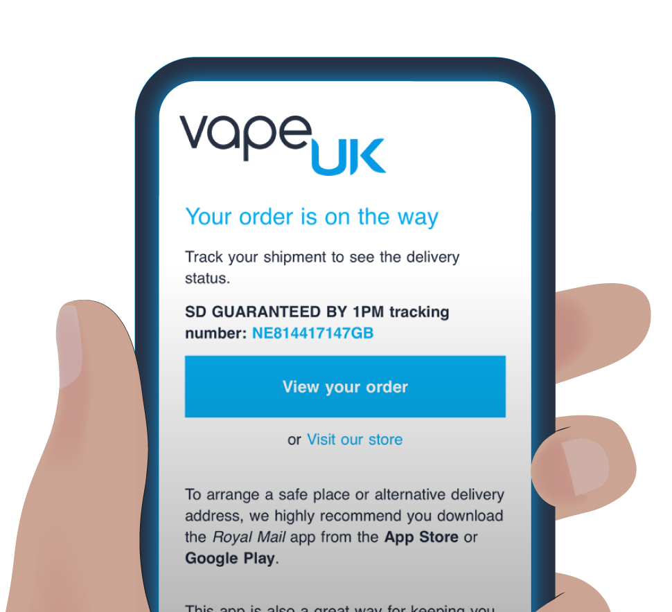 Image showing Vape UK shipping confirmation email