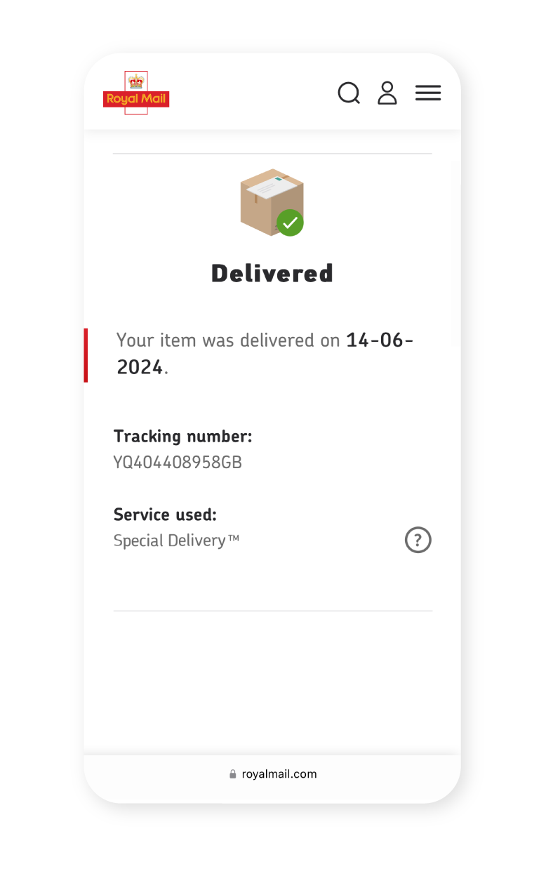 Image showing Royal Mail Proof of Delivery
