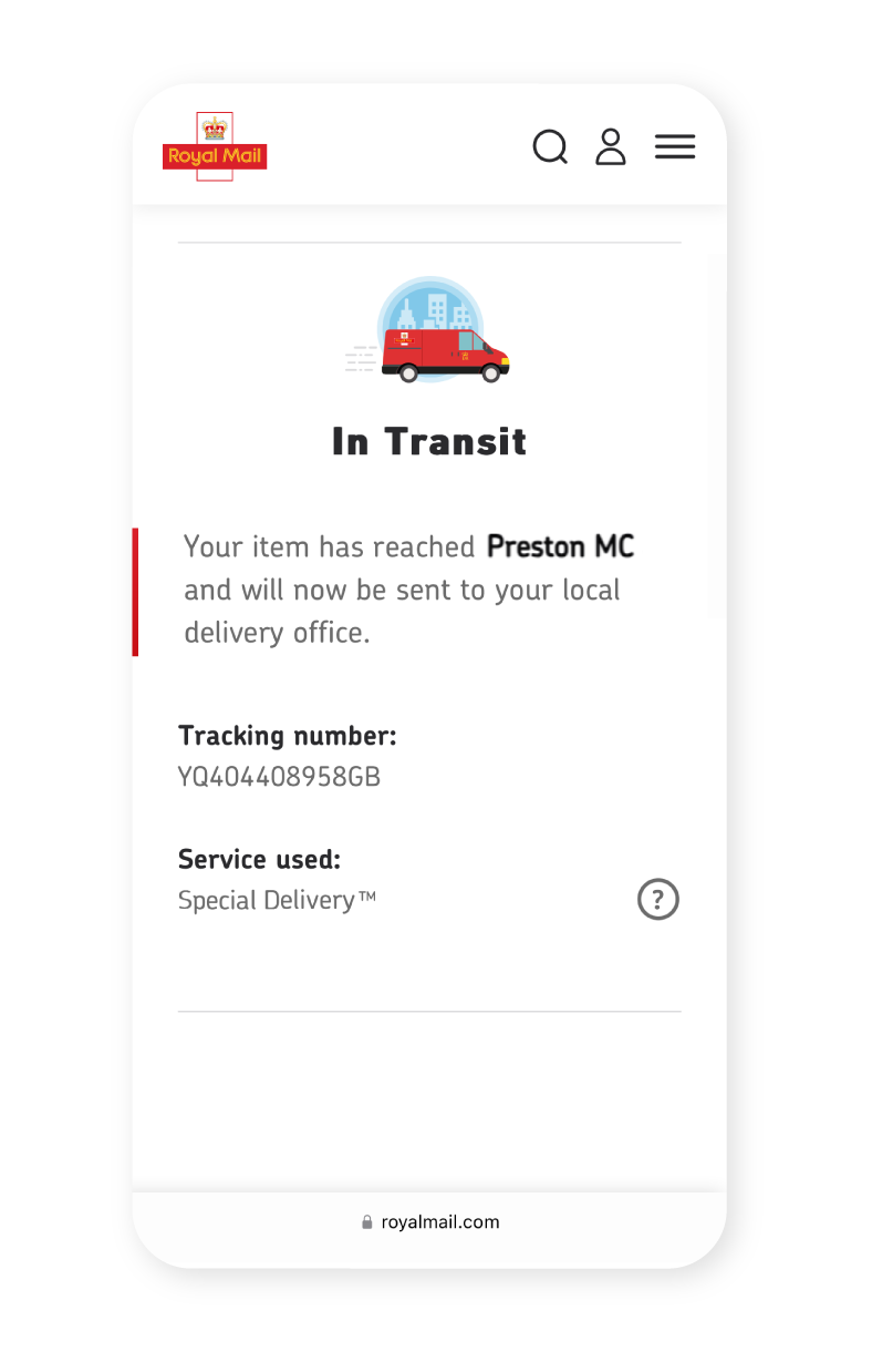 Image showing Royal Mail Tracking Status