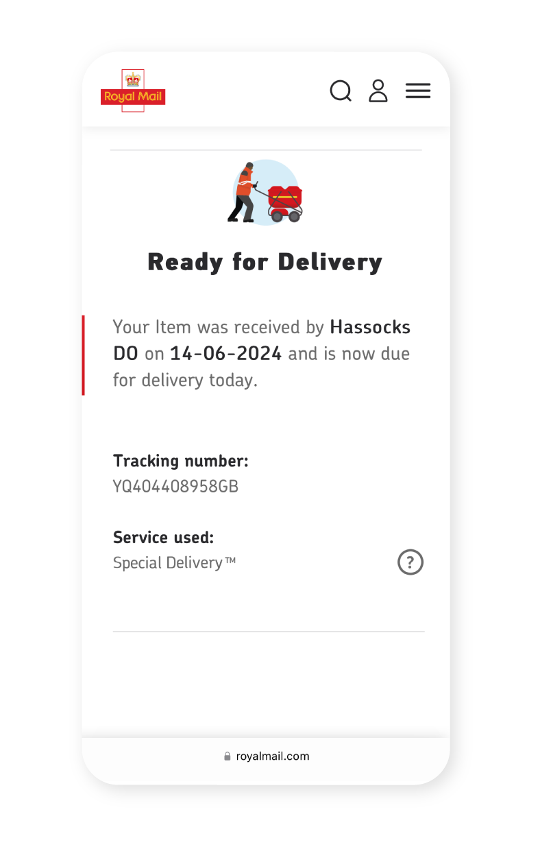 Image showing Royal Mail Tracking Status