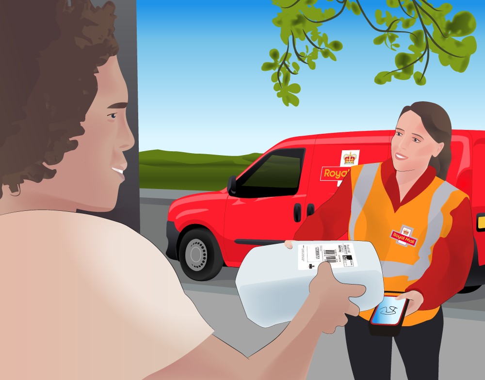 Image showing man receiving her Vape UK Parcel from Royal Mail