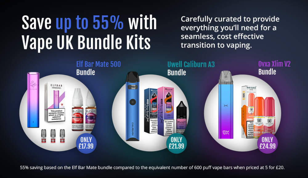 See our range of Vape UK Bundle Kits which provide everything you’ll need to transition away from single use vape bars.