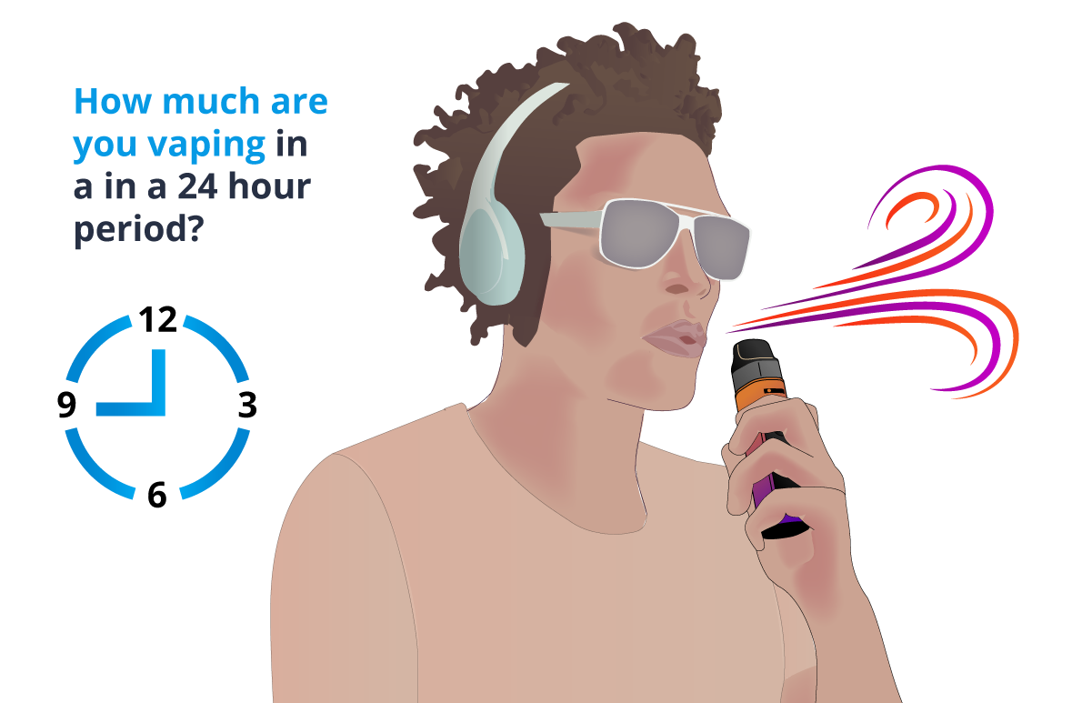 Man vaping throughout the day