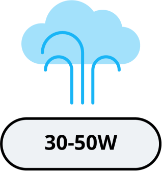 Vapour at 30 to 50 Watts Vapour at 30 to 50 Watts
